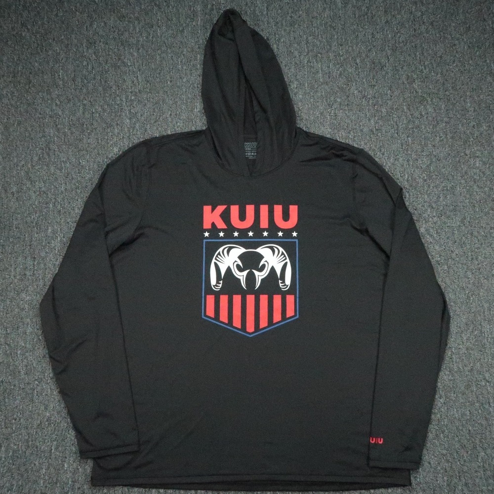 KUIU Hoodie Mens 3XL Black AP Tech Long Sleeve Hooded Graphic Print Pullover